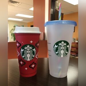2 Starbucks Plastic Cold Cups EUC